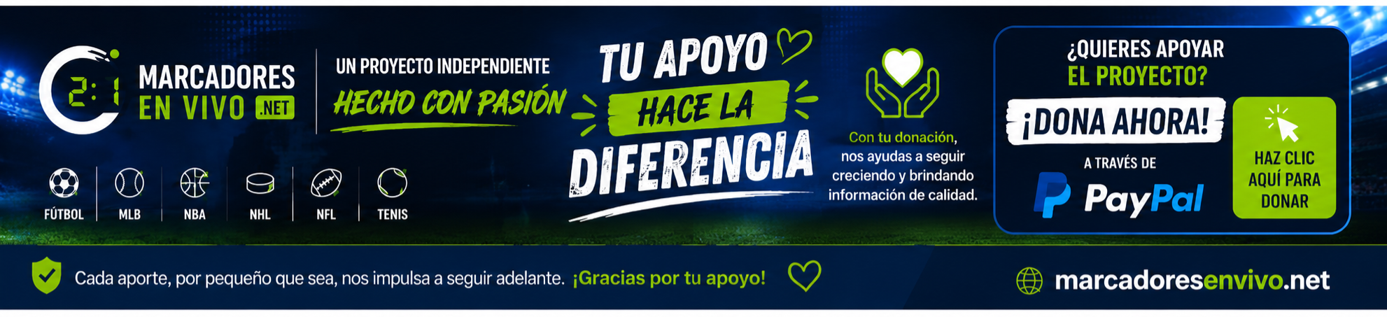 Apoya el proyecto Marcadores en Vivo — PayPal